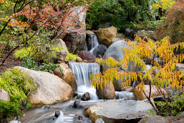 Sticker - Water falls at Frederik Meijer's garden in Grand Rapids, Michigan