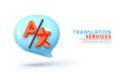 Poster - Translation online service. translation text from foreign Language Realistic 3d concept design. vector illustration