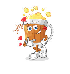 Sticker - beer mug flirting illustration. character vector