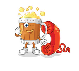 Canvas Print - beer mug call mascot. cartoon vector