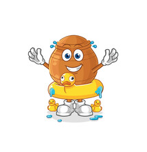 Clay Pot With Duck Buoy Cartoon. Cartoon Mascot Vector