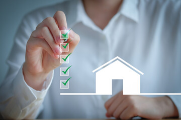 checklist while buying your house. real estate concept. check mark completed for home buying checkli