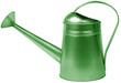 Green metal watering can isolated