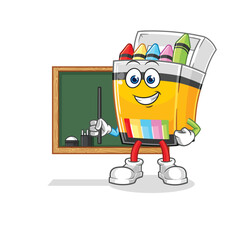 Wall Mural - crayon teacher vector. cartoon character