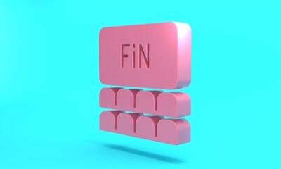 Poster - Pink Cinema auditorium with screen icon isolated on turquoise blue background. Minimalism concept. 3D render illustration