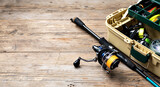 Fishing Rod and Tackle Box Stock Photo