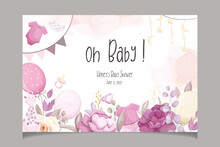 Cute Baby Shower Invitation Card With Beautiful Floral