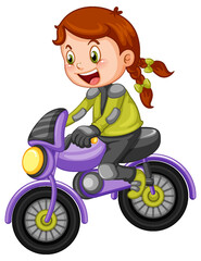 Sticker - A girl riding motocross bike cartoon character