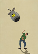 Radioactive Missile Over Afraid Man
