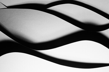 Poster - grey and white abstract geometric background with soar stepped horizontal curved wavy stripes in har