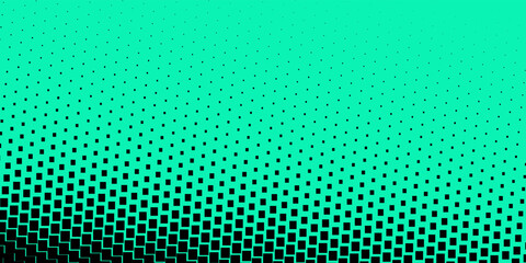 Poster - Gradient of halftone black dots on a green background. Pop art texture. Comic background. Vector illustration.
