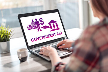 Wall Mural - Government aid concept on a laptop screen