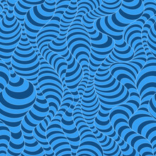 Seamless Blue Pattern Of Curved Stripes And Waves.Striped Blue Seamless Pattern Of Arcs And Smooth Lines.