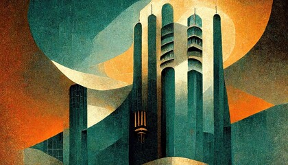 Wall Mural - art deco style abstract color background illustration