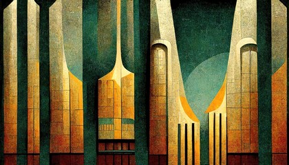 Wall Mural - art deco style abstract color background illustration