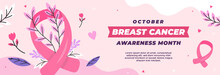Breast Cancer Awareness Month Horizontal Banner Vector Illustration Design
