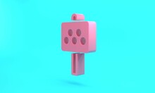 Pink Road Sign For A Taxi Stand Icon Isolated On Turquoise Blue Background. Minimalism Concept. 3D Render Illustration