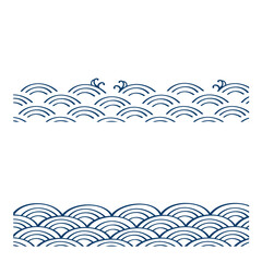 Wall Mural - Japanese wave pattern illustration set