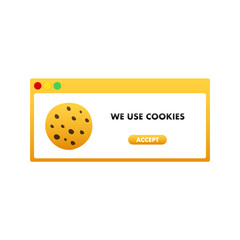 Flat illustration with website accept cookies computer for banner design. Vector set illustration