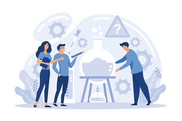 Poster - Teamwork solving complex problems, combining different talents to achieve common goal. Effective business solution strategy and complex task cooperation as successful performance process flat vector i