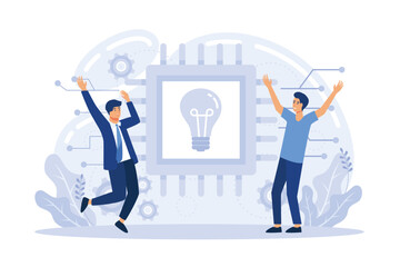 Poster - Teamwork solving complex problems, combining different talents to achieve common goal. Effective business solution strategy and complex task cooperation as successful performance process flat vector i