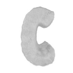 Symbol made of white fur. letter c