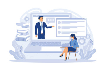 Poster - webinar and employees training. distance education, video tutorial. online business conference, meet