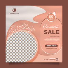 Wall Mural - cosmetics beauty sale social media post and banner promotion. square template vector design to promo