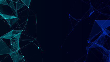 Business futuristic backdrop. Vector network connection structure cyberspace with moving particles. Abstract cyber security background.