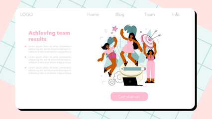 Poster - Project manager web banner or landing page. Successful business