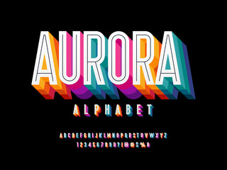 Fototapete - Vector of modern colorful alphabet design with uppercase, numbers and symbols