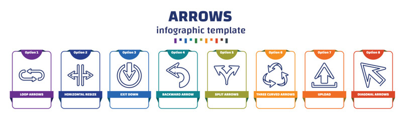 Poster - infographic template with icons and 8 options or steps. infographic for arrows concept. included loo