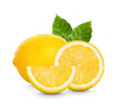 Fresh lemon isolated on transparent background. (.PNG)