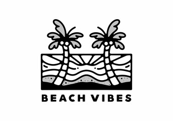 Wall Mural - Beach vibes graphic design in mono line art