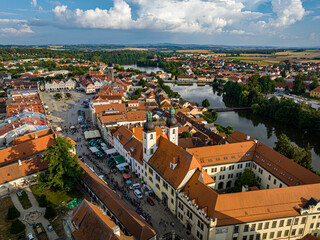 Wall Mural - Czechia. Telc Historic Centre Aerial View. Old Town Telc Main Square. UNESCO World Heritage Site. Southern Moravia, Czechia. Europe. 