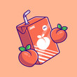 Peach Juice Box Cartoon Vector Icon Illustration. Food And
Drink Icon Concept Isolated Premium Vector. Flat Cartoon
Style
