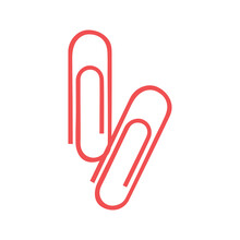 Few Red Paperclips Illustration. School Supply Flat Design. Office Element - Stationery And School Supply. Back To School. Paper Clips For Notes Icon.