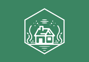 Sticker - Simple and small house line art illustration design