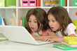 © aletia2011 - Two beautiful little girls at class with laptop