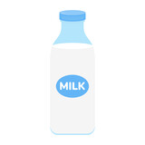 Fototapeta Panele - milk packing, glass of milk on white,dairy products background. Icon,Vector,illustration cartoon style.