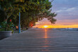 The Boardwalk on Balmy Beach in Toronto at daybreak.  Room for text
