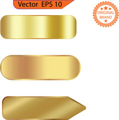 Wall Mural - Set of empty  gold buttons and sliders, web icons and game icon set.  Gradient mesh. Button set color gold glossy. EPS 10	
