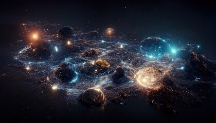 Wall Mural - abstract space background. constellations and nebulae, horoscope and predictions. universe. 3d illus