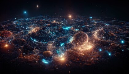 Wall Mural - abstract space background. constellations and nebulae, horoscope and predictions. universe. 3d illus