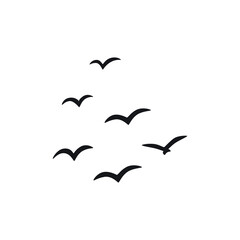a flock of flying silhouette birds. vector illustration