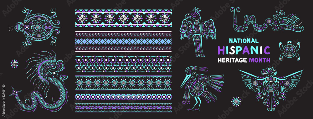Aztecs, Incas. Latino American poncho ornament vector for card, banner ...