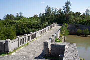 Poster - Shimajiri Irie Bridge crossing a river in a mangrove forest