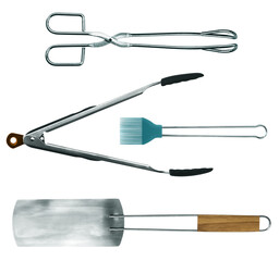 Barbecue tools set isolated