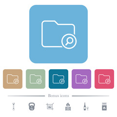 Sticker - Directory find outline flat icons on color rounded square backgrounds