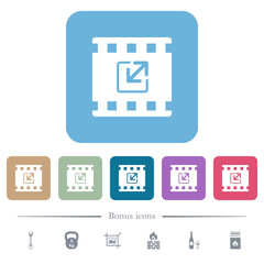 Sticker - Resize movie flat icons on color rounded square backgrounds